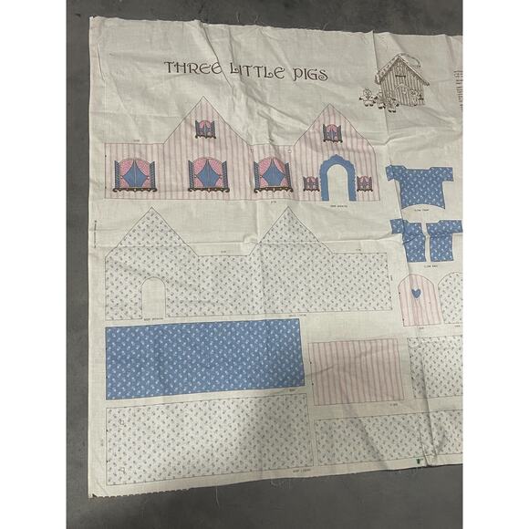 Three Little Pigs, Fabric Panel, Cut-out Kit, House, Pigs and Wolf, Toy Making - Picture 3 of 3